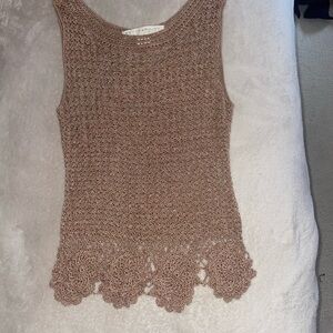 Bettie Page Crochet Tank Top - Tan